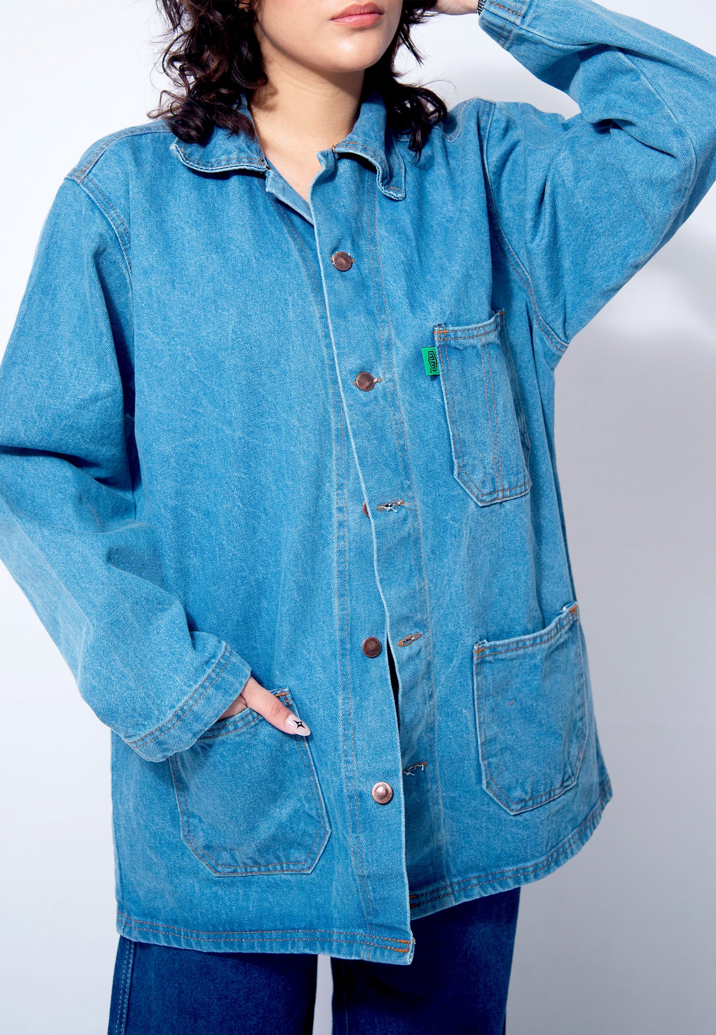 Basic denim jacket _ doble stone (bright blue)